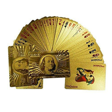 24 K Gold Plated Poker Playing Cards Foil Cards (Golden) - halfrate.in