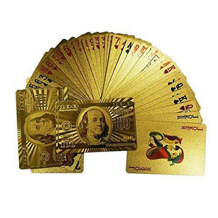 24 K Gold Plated Poker Playing Cards Foil Cards (Golden) - halfrate.in