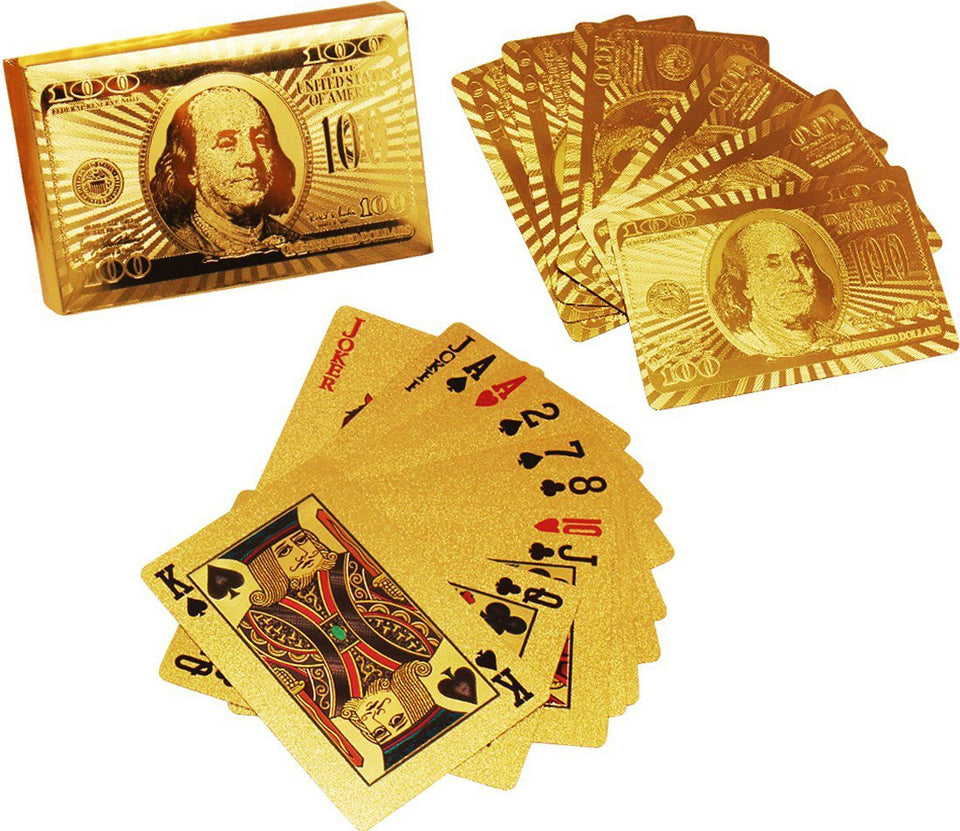 24 K Gold Plated Poker Playing Cards Foil Cards (Golden) - halfrate.in