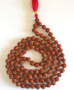 Original 5 Mukhi Natural Rudraksha Mala for Men/Women Wearing (8 mm, Neck Length, 108+1) - Natural Rudraksh Beads - Pack of 1