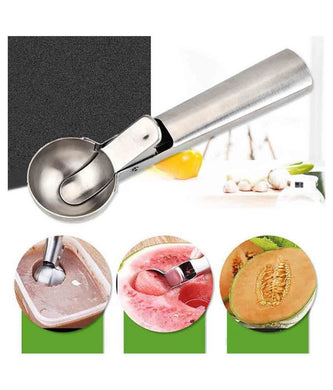 Stainless Steel Ice Cream Scoop with Push Trigger - halfrate.in