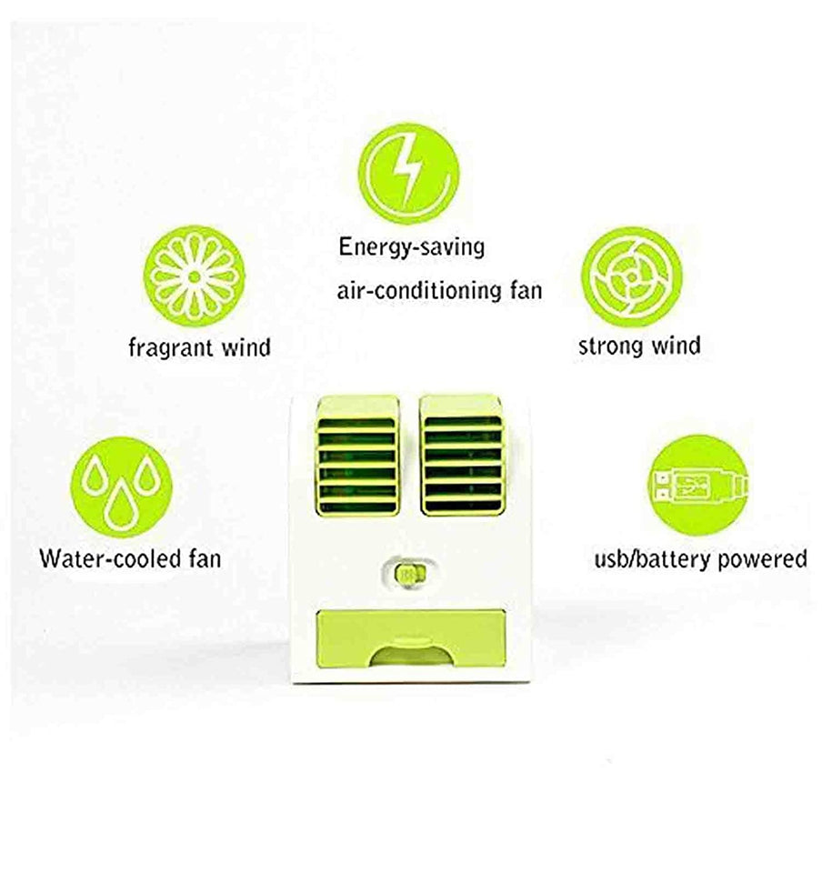 Mini USB Air Cooler Fragrance Air Conditioner Cooling Fan Cooling Portable Desktop Dual Blade-less - halfrate.in