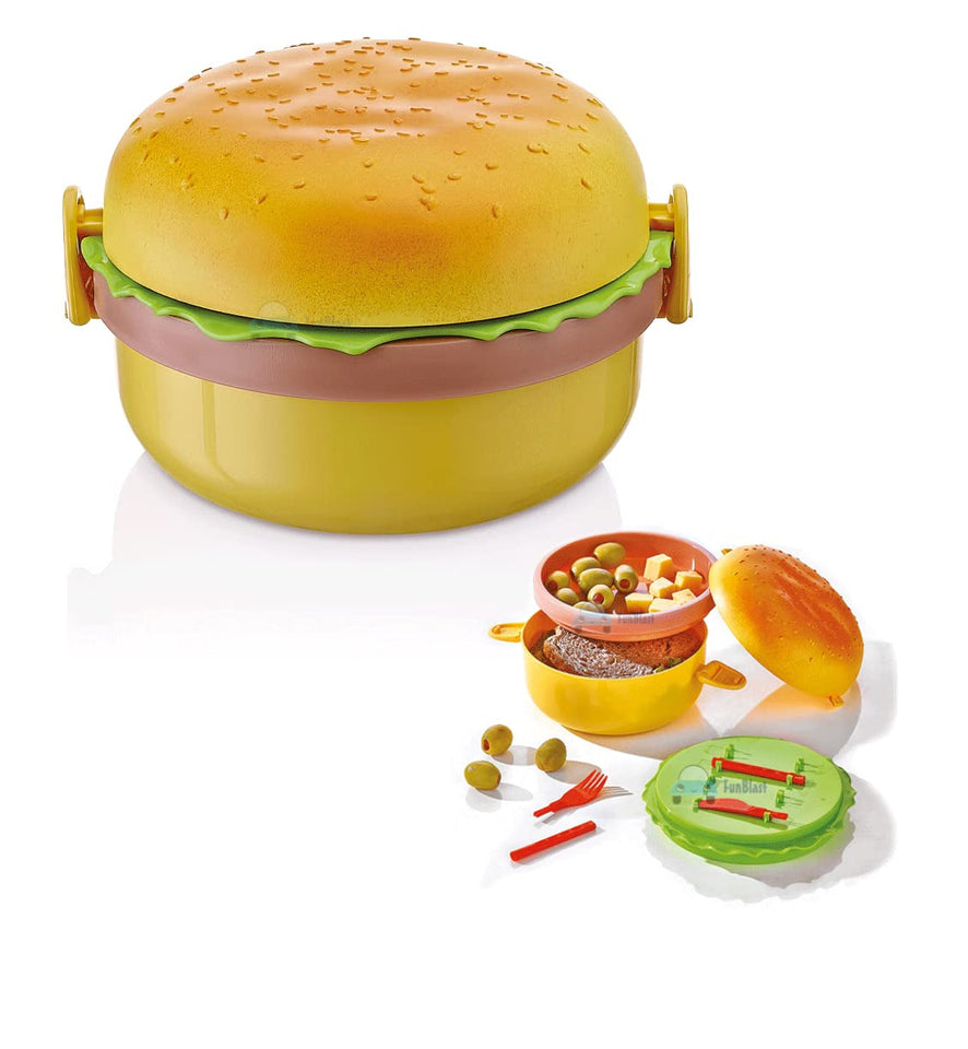 Burger Shape Lunchbox Kids School Tiffin Lunch Box, Meal Food Pack