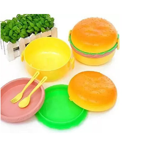 Burger Shape Lunchbox Kids School Tiffin Lunch Box, Meal Food Pack