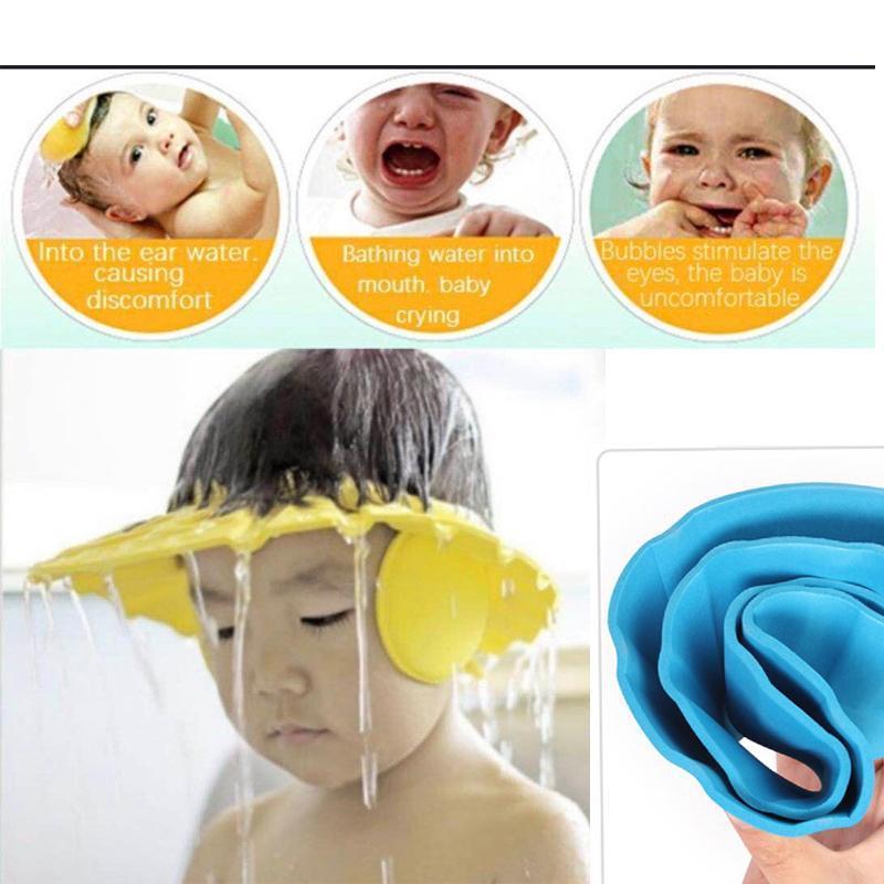 Soft Bathing Baby Shower Cap Wash Hair For Children Baby Eye Ear Protector Adjustable Bathing Shower - halfrate.in