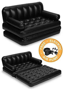 Air Sofa Bed 5 in 1 Inflatable sofa Couch one Sofa 5 uses with Electric Pump (Black) - halfrate.in