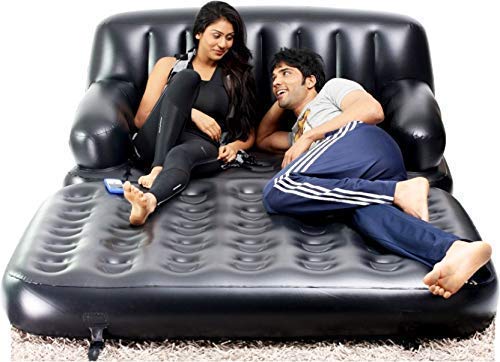 Air Sofa Bed 5 in 1 Inflatable sofa Couch one Sofa 5 uses with Electric Pump (Black) - halfrate.in