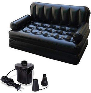 Air Sofa Bed 5 in 1 Inflatable sofa Couch one Sofa 5 uses with Electric Pump (Black) - halfrate.in