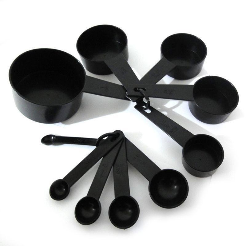 Black Measuring Cups and Spoons - 8 Pcs Set - halfrate.in