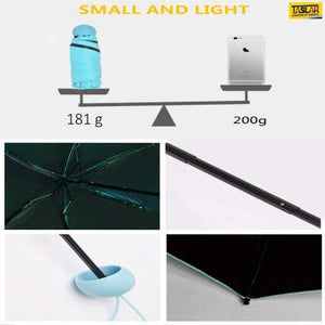 Umbrella with Capsule Shape Bottle Case Cover & Long Size Handle | Small Cute Sun & Rain Waterproof Ultra Portable Protective Mini Travel UV Umbrella - halfrate.in