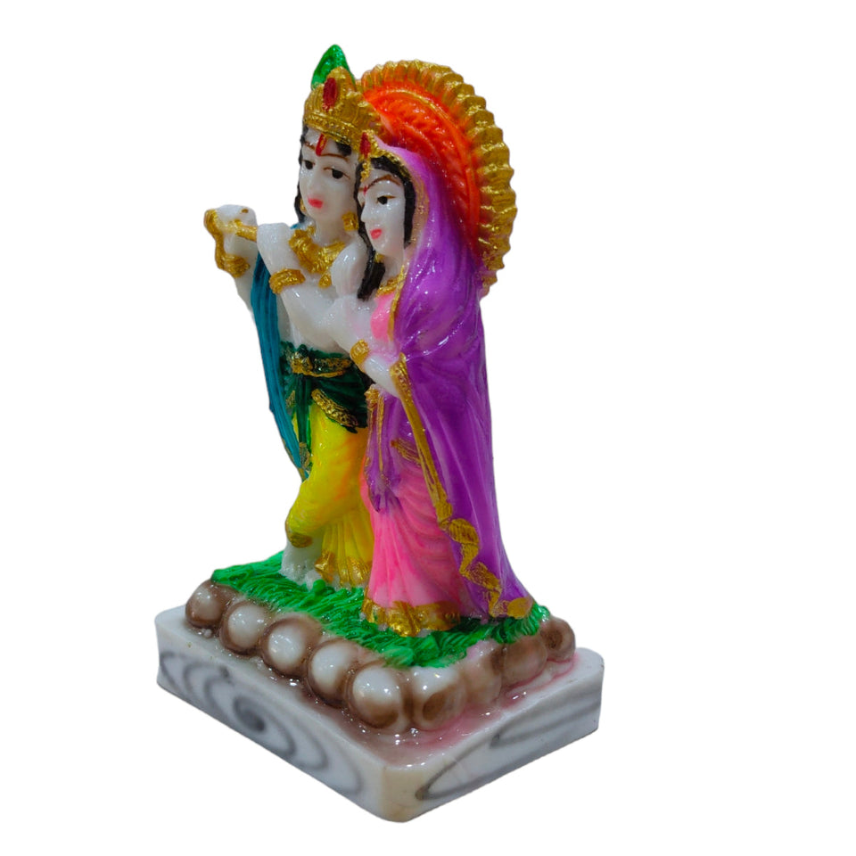 Radha Krishna Idol Handcrafted Handmade Marble Dust Polyresin - 13 x 8 cm perfect for Home, Office, Gifting RKC-1