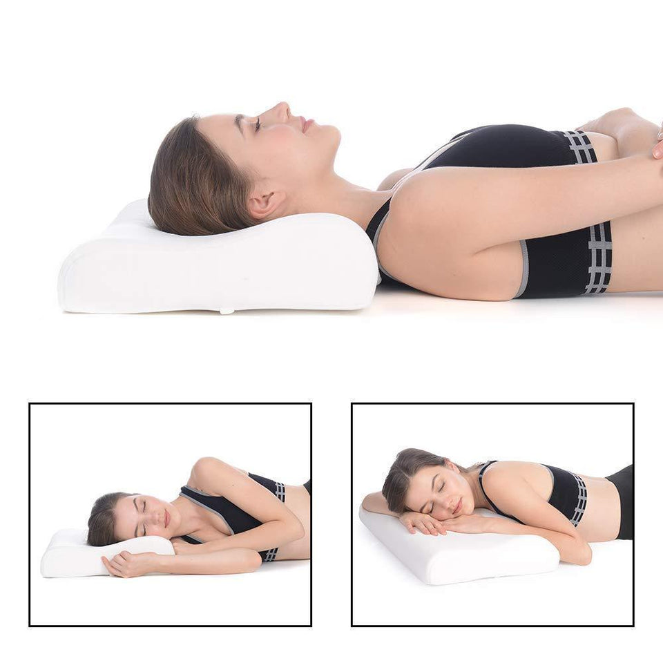 Memory Foam Pillow, Cervical Pillow for Neck Pain, Orthopaedic Contour Pillow Support for Back, Stomach, Side Sleepers - halfrate.in