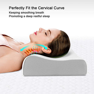 Memory Foam Pillow, Cervical Pillow for Neck Pain, Orthopaedic Contour Pillow Support for Back, Stomach, Side Sleepers - halfrate.in