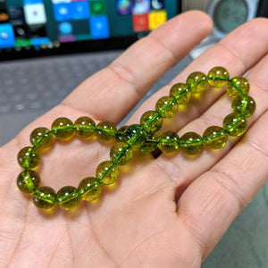 Natural Peridot Gemstone Bracelet for Vastu Feng Shui Chakra Aura Personal Reiki Healing Crystals Round 8 mm Beads for Love & Health