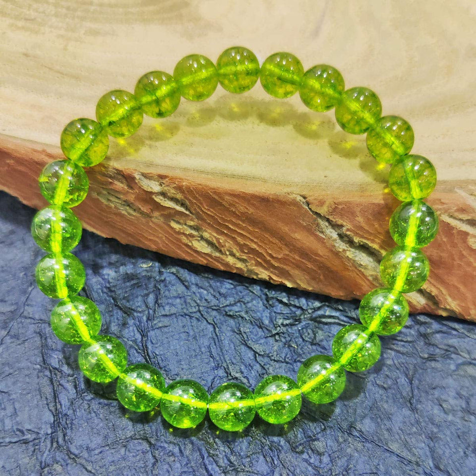 Natural Peridot Gemstone Bracelet for Vastu Feng Shui Chakra Aura Personal Reiki Healing Crystals Round 8 mm Beads for Love & Health