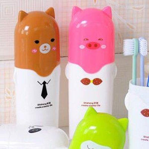 Portable Cartoon Animal Toothbrush Holder Box Plastic Tooth Mug Toothpaste Case Cup Pencil Box Travel Camping - halfrate.in