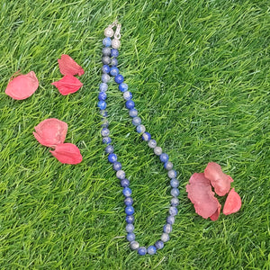 Lapis Lazuli Crystal Round Beads Necklace 15 Inches 8mm Beads Semi precious Mala