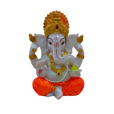 Ganesha Idol Handcrafted Handmade Marble Dust Polyresin - 13 x 10 cm perfect for Home, Office, Gifting MGC-1