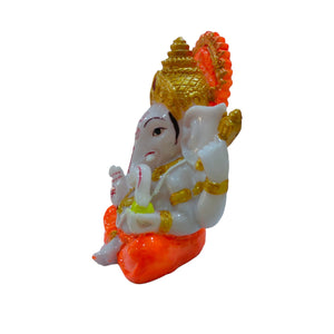 Ganesha Idol Handcrafted Handmade Marble Dust Polyresin - 13 x 10 cm perfect for Home, Office, Gifting MGC-1