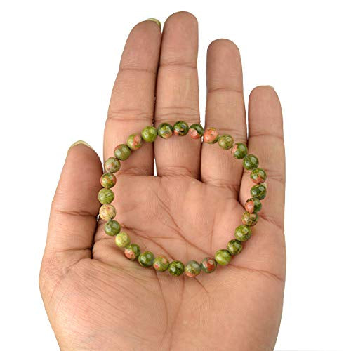 Natural Unakite 6mm Bracelet for Heart Chakra Crystal Stone Bracelet Round Shape for Reiki Healing and Crystal Healing Stones