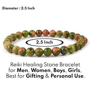 Natural Unakite 8 mm Bracelet for Heart Chakra Crystal Stone Bracelet Round Shape for Reiki Healing and Crystal Healing Stones