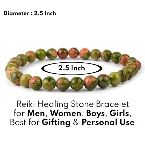 Natural Unakite 8 mm Bracelet for Heart Chakra Crystal Stone Bracelet Round Shape for Reiki Healing and Crystal Healing Stones