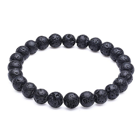 Round Beads Volcanic Lava Crystal Stone 8mm| Bracelet For Reiki Chakra Yoga Meditation| Semi Precious Gemstones Stretchable Bracelet