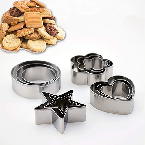 Cookie Cutter Stainless Steel Cookie Cutter With 4Shape, 12 Pieces - halfrate.in
