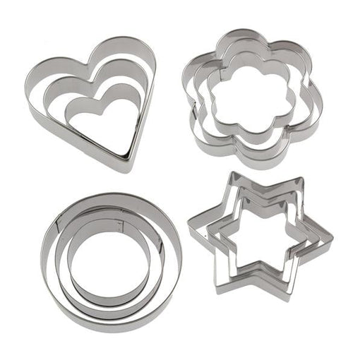 Cookie Cutter Stainless Steel Cookie Cutter With 4Shape, 12 Pieces - halfrate.in