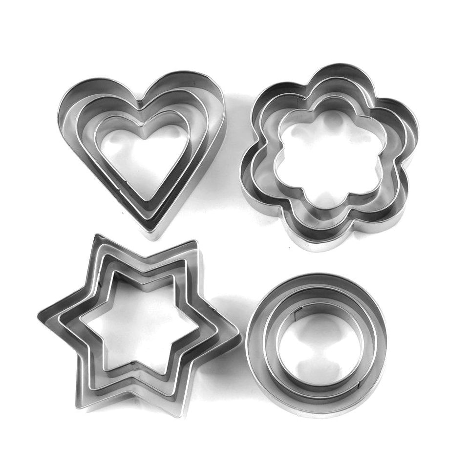 Cookie Cutter Stainless Steel Cookie Cutter With 4Shape, 12 Pieces - halfrate.in