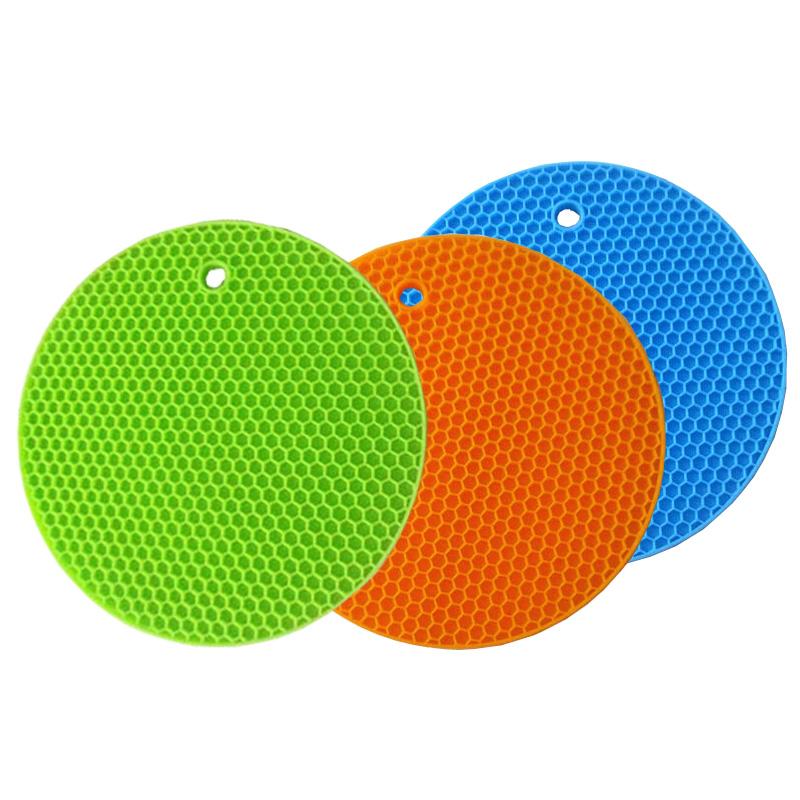 Flexible Honeycomb Silicone Round Pot Holder Non-slip Durable Heat Resistant Placemat Table Mat - halfrate.in