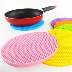 Flexible Honeycomb Silicone Round Pot Holder Non-slip Durable Heat Resistant Placemat Table Mat - halfrate.in