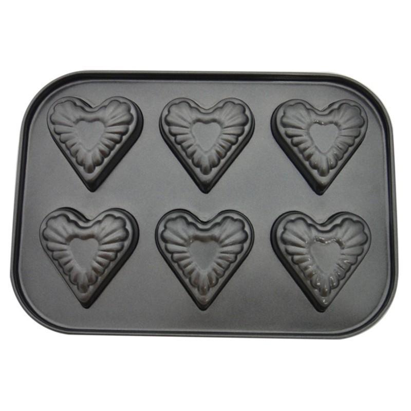 6 Cups Heart Shape Tray Tools Non-stick Cake Mold For Muffin Chocolate Pudding Pastry - halfrate.in