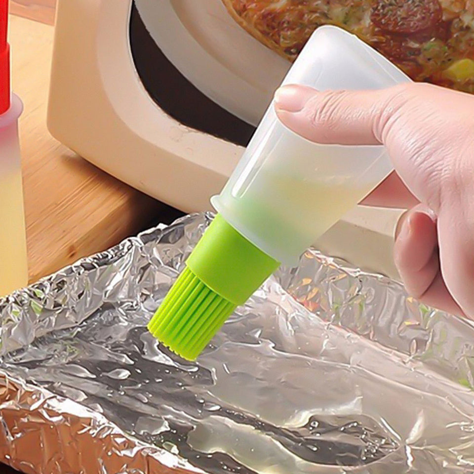 Silicone Cooking Oil Bottle with Basting Brush - halfrate.in