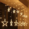 Star Curtain Light 6 Big Star 6 Small Star 138 LED lights with 8 Flashing Modes for Decoration for Diwali, Christmas, Birthday