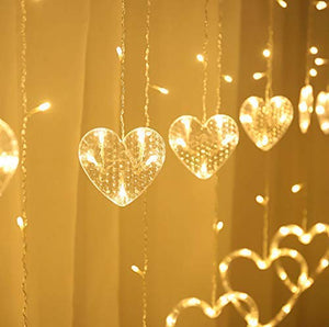 Heart Shape Curtain Light 6 Big Heart 6 Small Heart 138 LED lights with 8 Flashing Modes for Decoration for Diwali, Christmas, Birthday