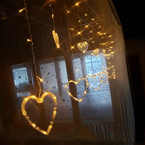 Heart Shape Curtain Light 6 Big Heart 6 Small Heart 138 LED lights with 8 Flashing Modes for Decoration for Diwali, Christmas, Birthday