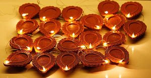 Diwali Diya String Lights Diwali Lights for Decoration 16 Diya's Diwali Candle String Light Decorative Lights for Diwali (Brown)