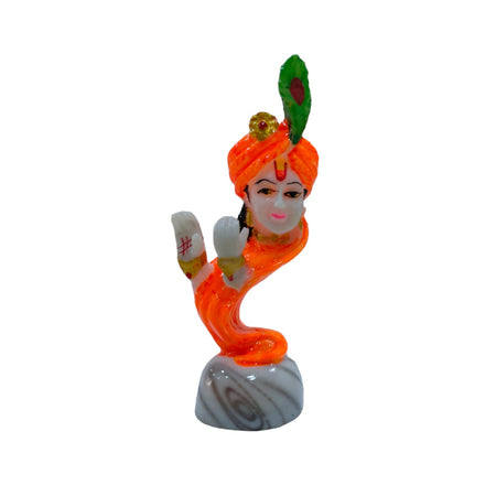 Krishna Face Idol Handcrafted Handmade Marble Dust Polyresin - 16 x 6 cm perfect for Home, Office, Gifting FKC-1