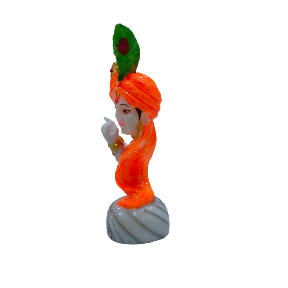 Krishna Face Idol Handcrafted Handmade Marble Dust Polyresin - 16 x 6 cm perfect for Home, Office, Gifting FKC-1