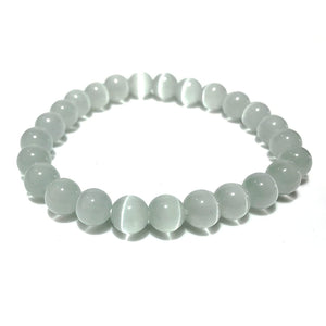 Round Beads White Selenite Stone Bracelet 8mm For Reiki Chakra Yoga Meditation Semi Precious Gemstone Stretchable Bracelet