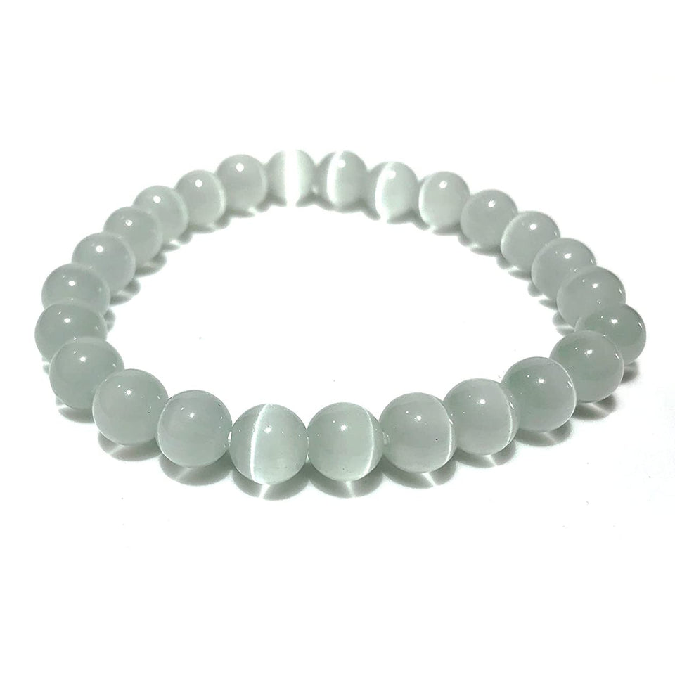 White Selenite Stone Bracelet 6mm Round Beads For Reiki Chakra Yoga Meditation Semi Precious Gemstone Stretchable Bracelet