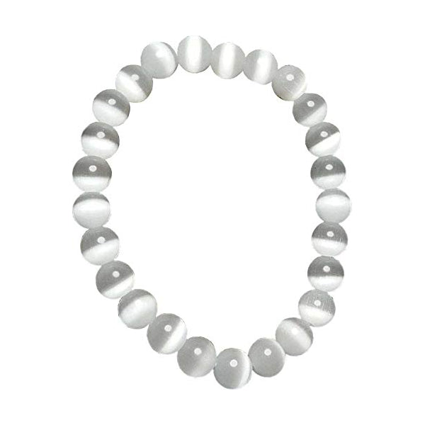 White Selenite Stone Bracelet 10 mm Round Beads For Reiki Chakra Yoga Meditation Semi Precious Gemstone Stretchable Bracelet