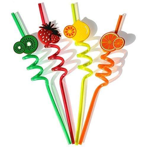 Kids Funny Cartoon Spiral Drinking Straw for kids in Various Attractive Designs and Shape, Set of 4 pcs. Assorted - halfrate.in