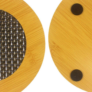 Round Shape Heating Insulation Wooden Coaster Heat Table Ware Pad Placemat for Hot Utensils set of 2 - halfrate.in