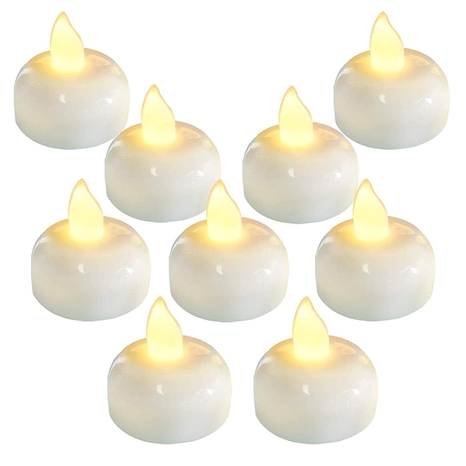 Water Sensor Battery Operated Waterproof LED Floating Flameless & Smokeless Tealight Candles Diwali, Christmas (10pcs, White)