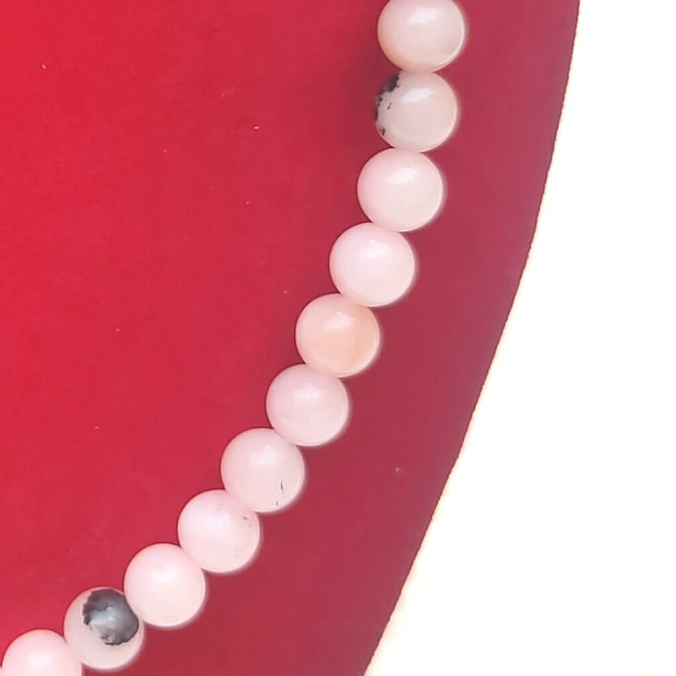 Pink Opal Crystal Round Beads Necklace 15 Inches 8mm Beads Semi precious Mala