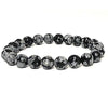 Round Energized Snowflake Obsidian Bracelet 8mm single Bracelet, Snowflake Obsidian stone, Grey Black