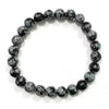 Round Energized Snowflake Obsidian Bracelet 8mm single Bracelet, Snowflake Obsidian stone, Grey Black