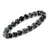 Round Energized Snowflake Obsidian Bracelet 8mm single Bracelet, Snowflake Obsidian stone, Grey Black